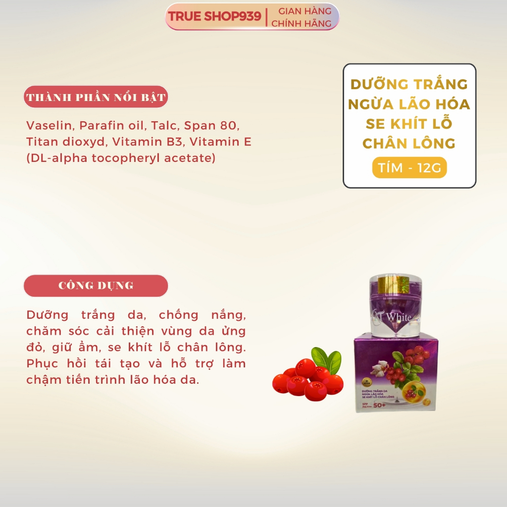 Kem dưỡng trắng da AT WHITE Ngừa mụn, mờ thâm nám, ngừa lão hóa 12G