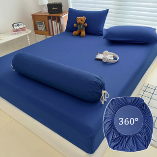 Bộ tấm trải giường 4 trong 1 Ga giường có dây co giãn viền Vải thoáng mát thấm hút mồ hôi1m2/1m4/1m6/1m8 Size