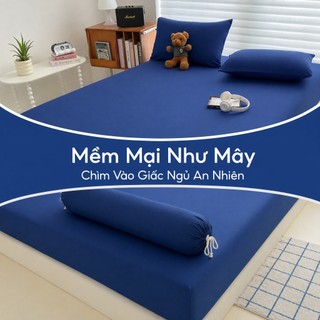 Bộ tấm trải giường 4 trong 1 Ga giường có dây co giãn viền Vải thoáng mát thấm hút mồ hôi1m2/1m4/1m6/1m8 Size