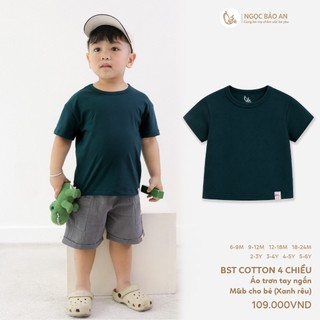 NBAN (6M-6Y) Áo thun trơn cộc tay, áo phông basic cotton co giãn tốt cho bé trai bé gái