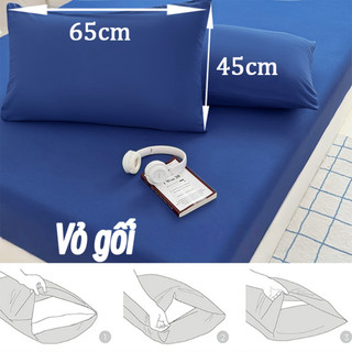 Bộ tấm trải giường 4 trong 1 Ga giường có dây co giãn viền Vải thoáng mát thấm hút mồ hôi1m2/1m4/1m6/1m8 Size