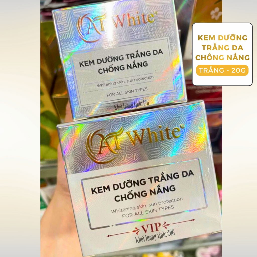 Kem dưỡng trắng AT WHITE Chống nắng, mờ nám tàn nhang, đồi mồi ngừa lão hóa 20G