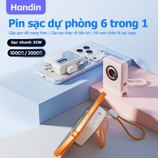 【CCC+Qi】Handin Sạc Dự Phòng 5 Trong 1 30000mAh Sạc Nhanh 22.5W | 35W Sạc Không Dây Kèm Cáp Type-C & Đầu L Giá Đỡ Điện