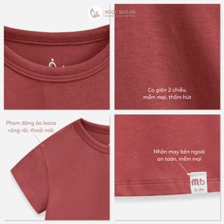 NBAN (6M-6Y) Áo thun trơn cộc tay, áo phông basic cotton co giãn tốt cho bé trai bé gái