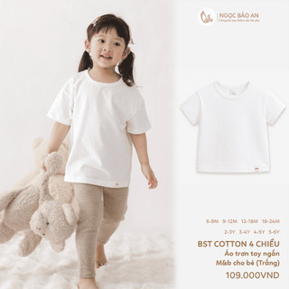 NBAN (6M-6Y) Áo thun trơn cộc tay, áo phông basic cotton co giãn tốt cho bé trai bé gái