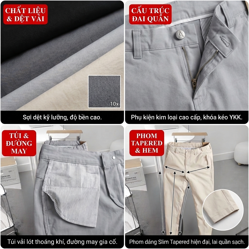 Quần Kaki Dài Nam Ống Suông AZ FASHION Quần Dài Nam Chất Kaki Cao Cấp Co Giãn Phom Dáng Chỉn Chu Đi Làm Đi Chơi
