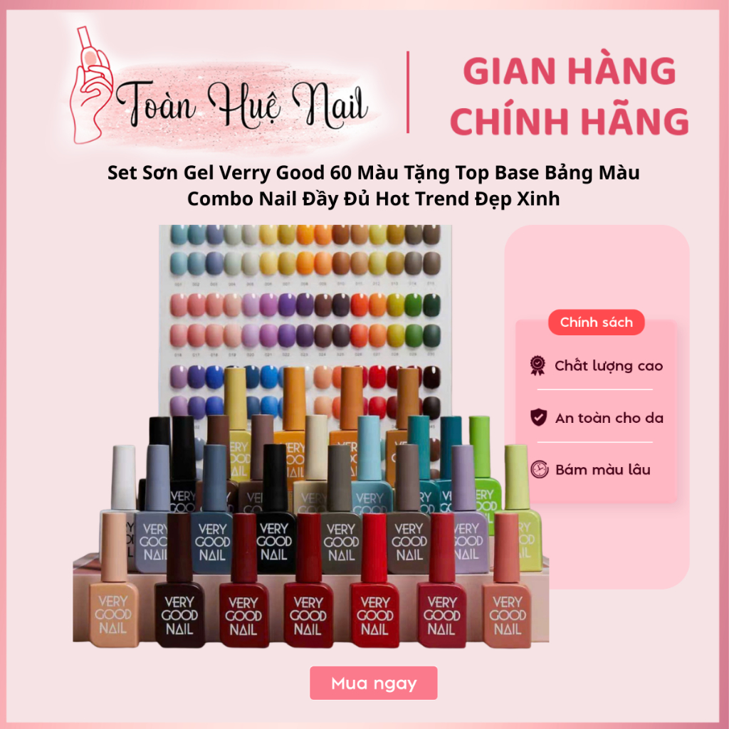 Set Sơn Gel Verry Good 60 Màu Tặng Top Base Bảng Màu Combo Nail Đầy Đủ Hot Trend Đẹp Xinh
