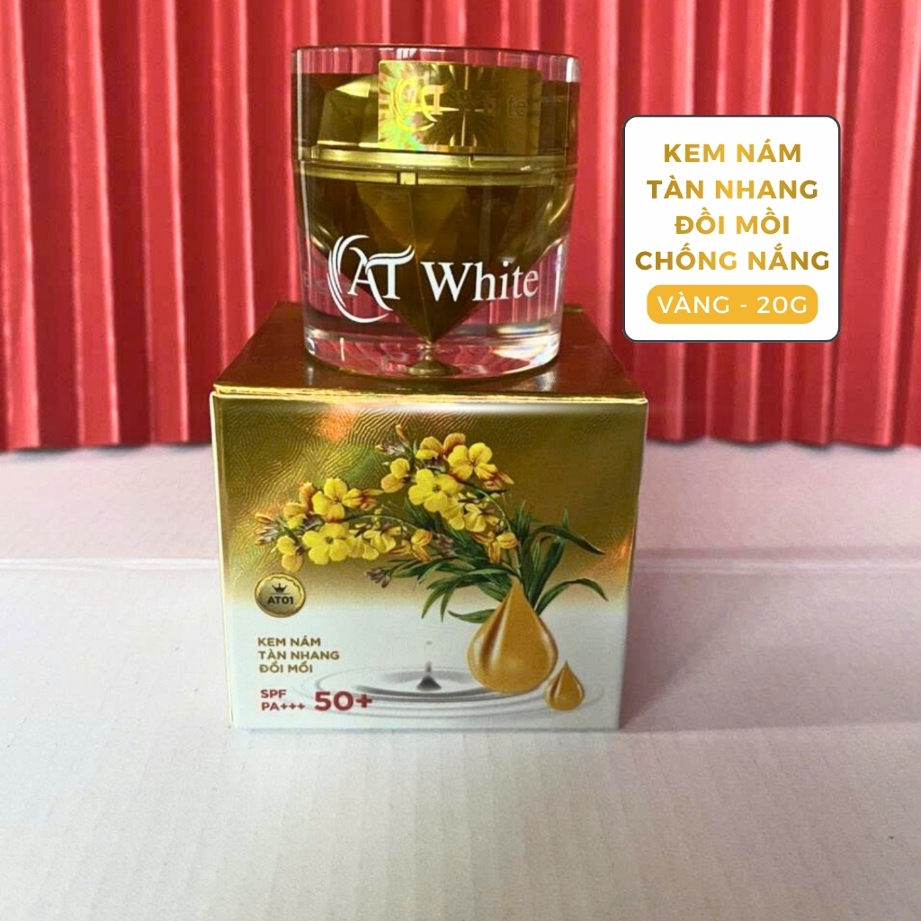 Kem dưỡng trắng AT WHITE Chống nắng, mờ nám tàn nhang, đồi mồi ngừa lão hóa 20G