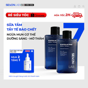 Sữa tắm tẩy tế bào chết SEVENLAB 300gr giúp giảm mụn lưng, hỗ trợ dưỡng trắng da, hương nam tính