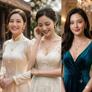 [N1201] Vòng Cổ, Dây Chuyền Ngọc Trai Nhân Tạo Đá Dài 90cm Khóa Gài Đính Đá Cao Cấp Sang Trọng Cho Nữ - DAISYN