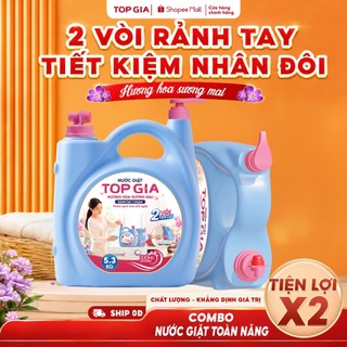 Nước Giặt TopGia Can 5.3KG Hương Hoa Sương Mai, Phấn Tinh Khôi Sạch Vết Bẩn, Dịu Nhẹ, Lưu Hương 100H