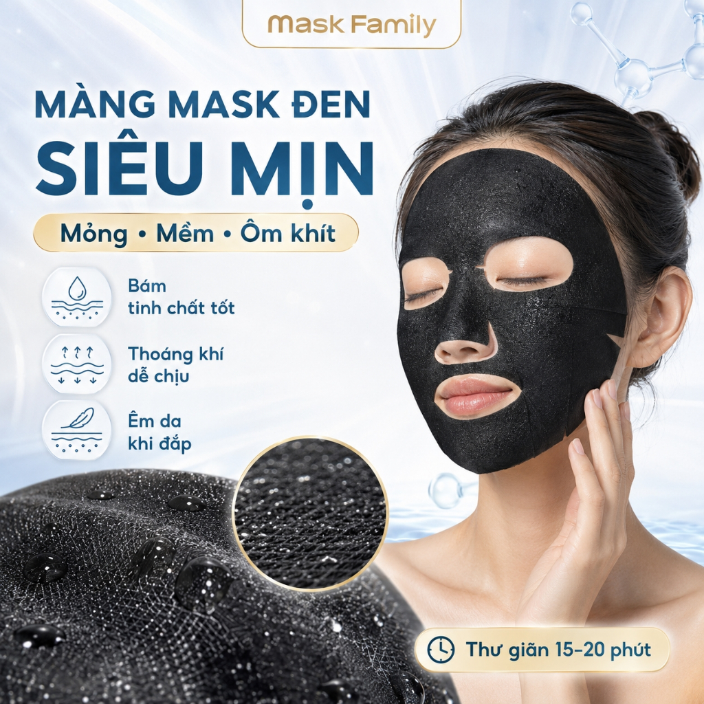 Mặt Nạ Đen Mask Family Chống Lão Hóa Chống Nhăn 10% Bifida Nâng Cơ Cấp Ẩm Cho Mọi Loại Da (30mlx5 Miếng)
