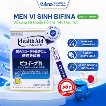 Men vi sinh Bifina R Nhật Bản hộp 20 gói bổ sung lợi khuẩn hỗ trợ viêm đại tràng cải thện tiêu hóa, cân bằng hệ vi sinh