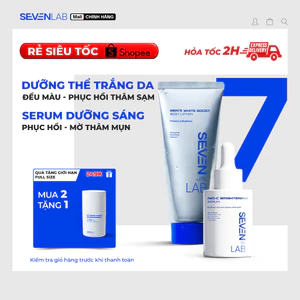 Combo sữa dưỡng thể và serum trắng da nam giới Nio-VitaminC SEVENLAB hỗ trợ mờ thâm, giúp sáng da vượt trội dành cho nam