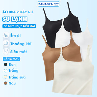 ZANABRA Áo Bra Nữ 2 Dây Su Lanh Mềm Mại Có Mút Ngực Màu Trơn Dáng Croptop Ôm Sát Thon Gọn B6683