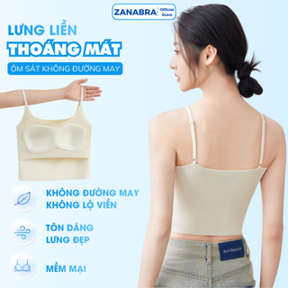 ZANABRA Áo Bra Nữ 2 Dây Su Lanh Mềm Mại Có Mút Ngực Màu Trơn Dáng Croptop Ôm Sát Thon Gọn B6683