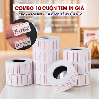 Tem in giá t.iền, Tem giấy bấm giá dùng cho máy bắn giá MX5500 - 1 Cuộn 500 tem