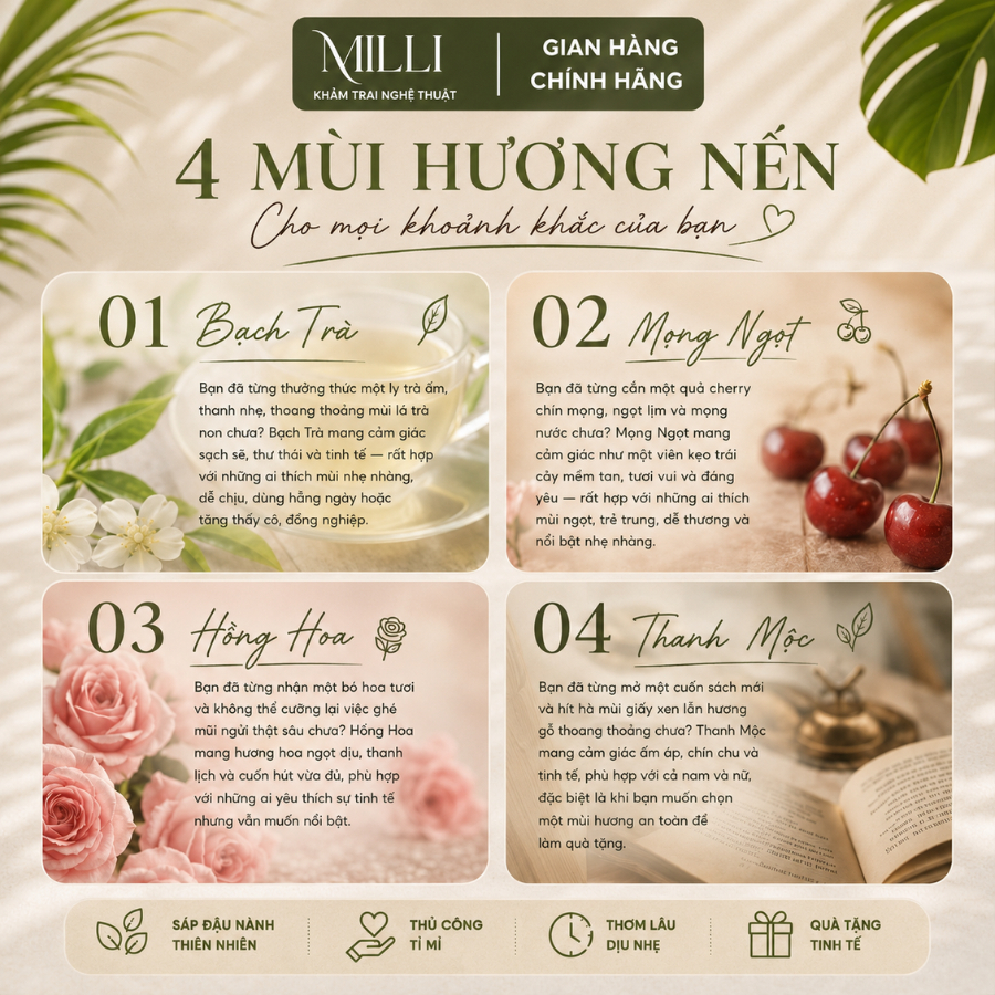 [HỎA TỐC] Nến Thơm Tre Khảm Trai Thủ Công Cao Cấp MILLI Quà tặng lưu niệm, sinh nhật, tốt nghiệp, lễ tình nhân