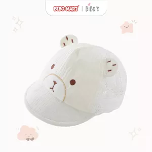 Mũ Cho Bé Sơ Sinh Chất Liệu Cotton Mềm Mại Thấm Hút Thêu Hình Gấu Ngộ Nghĩnh