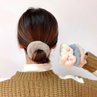 Scrunchies lông tuyết, buộc tóc nữ tính vải lông nhún dày nhiều màu - K343