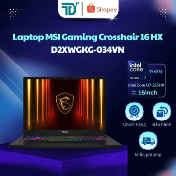 Laptop MSI Gaming Crosshair 16 HX D2XWGKG-034VN U7-255HX/AI/16G/1T/16/RTX5070 8G Đen - New