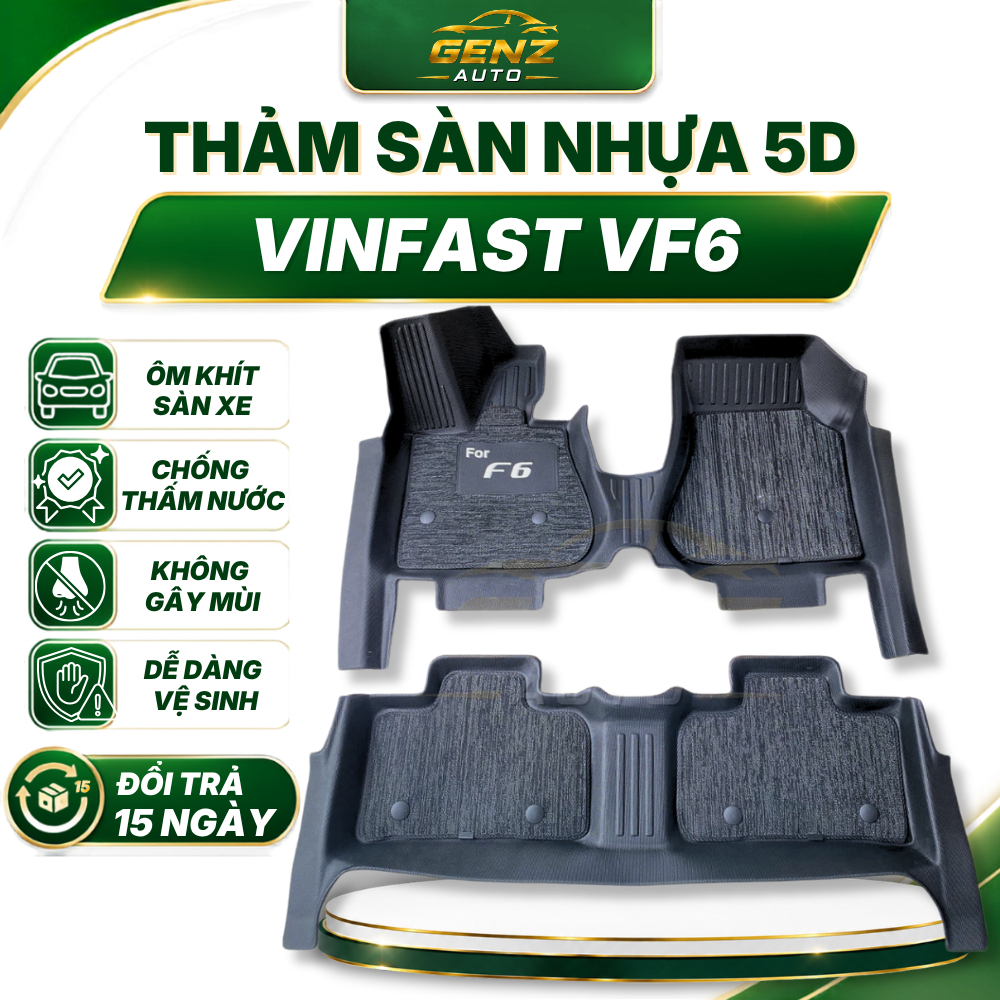 Thảm lót sàn VF6 - NHỰA 5D TPE đúc nguyên khối, không mùi, chuẩn khít form xe, chống thấm nước -TLY