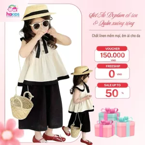 Set Bộ Bé Gái Xinh, Set Bé Gái Áo Cổ Sen Dáng Xoè, Quần Váy Ống Rộng Phong Cách Hàn Quốc Xinh Yêu