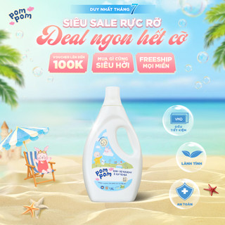 Nước Giặt Xả Pom Pom Newborn Chai 1.6L - Lành Tính Cho Bé Mới Lọt Lòng, Sạch Sâu Vết Nôn Trớ Ọc Sữa, Kháng Khuẩn NB16