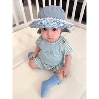 Bộ Quần Áo Bé Trai Bé Gái Tay Ngắn Caro 2 Chi Tiết Cotton Mềm Áo Thun Quần Đùi Hàn Quốc Cho Bé 0-3 Tuổi