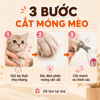 Cắt Móng Mèo An Toàn - Kìm Bấm Móng Chó Mèo Nhỏ Chống Trượt, Hạn Chế Cắt Quá Sâu, Dễ Dùng Cho Người Mới