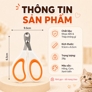 Cắt Móng Mèo An Toàn - Kìm Bấm Móng Chó Mèo Nhỏ Chống Trượt, Hạn Chế Cắt Quá Sâu, Dễ Dùng Cho Người Mới