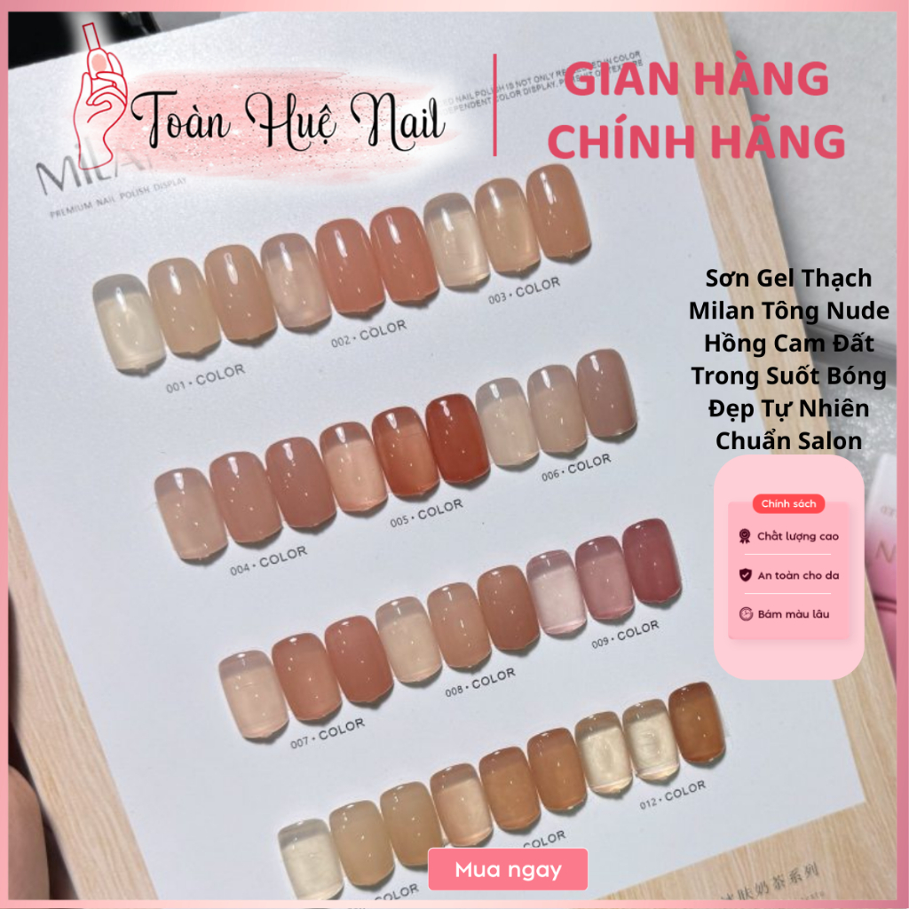 Sơn Gel Thạch Milan Tông Nude Hồng Cam Đất Trong Suốt Bóng Đẹp Tự Nhiên Chuẩn Salon