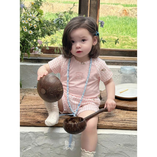 Bộ Quần Áo Bé Trai Bé Gái Tay Ngắn Caro 2 Chi Tiết Cotton Mềm Áo Thun Quần Đùi Hàn Quốc Cho Bé 0-3 Tuổi