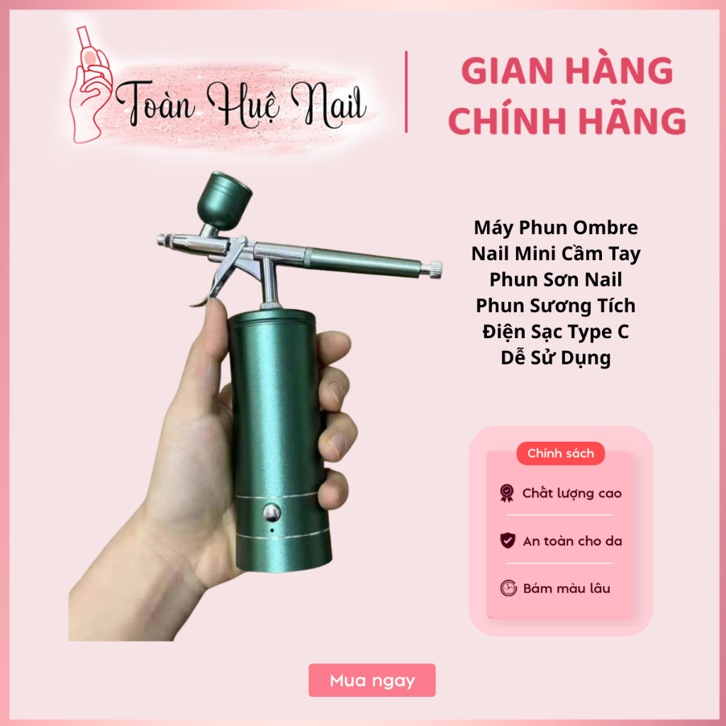 Máy Phun Ombre Nail Mini Cầm Tay Phun Sơn Nail Phun Sương Tích Điện Sạc Type C Dễ Sử Dụng