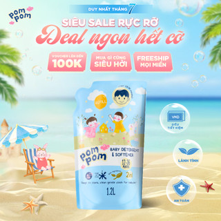 Nước Giặt Xả Pom Pom Active Túi 1.2L - Chiết Xuất Gốc Thực Vật Giữ Quần Áo Tươi Màu Bền Vải AT12 NB12