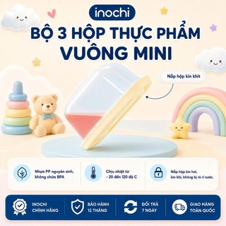Bộ 3 hộp thực phẩm vuông mini 250ml Inochi - nhỏ gọn tiện lợi,đựng đồ ăn dặm, gioăng kín hơi kín khí