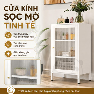 Tủ Kính Trưng Bày Cửa Vuông Khung Thép Carbon Tủ Chén Bát Chống Bụi Cho Phòng Khách Nhà Bếp