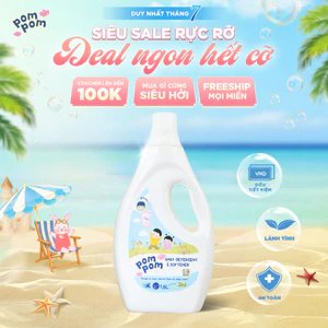Nước Giặt Xả Pom Pom Active Chai 1.6L - 2in1 Sạch Thơm Mềm Vải, Hương Nắng Mai, Dành Cho Cả Gia Đình AT6 AT16 AT12 AT27