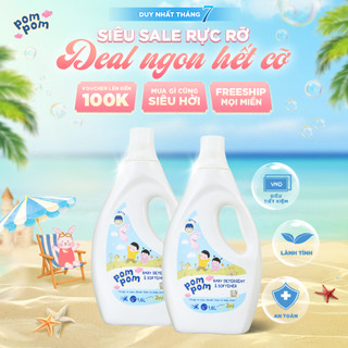 Nước Giặt Xả Pom Pom Active [2 Can 1.6L] Cho Cả Gia Đình Sạch Mới Thơm Mềm Vải Hương Nắng Mai AT16