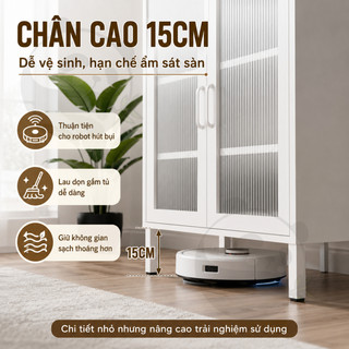 Tủ Kính Trưng Bày Cửa Vuông Khung Thép Carbon Tủ Chén Bát Chống Bụi Cho Phòng Khách Nhà Bếp