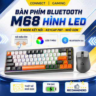 Bàn Phím Không Dây Free Wolf M68 - Bluetooth 5.3 Kết Nối Đa Năng Led Pro Pin Sạc