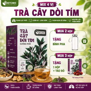 Trà Thảo Mộc Cây Dòi Tím DETONIC Túi Lọc 30 Gói Hộp 150g - Hỗ Trợ Làm Dịu Cổ Họng, Bảo Vệ Hô Hấp