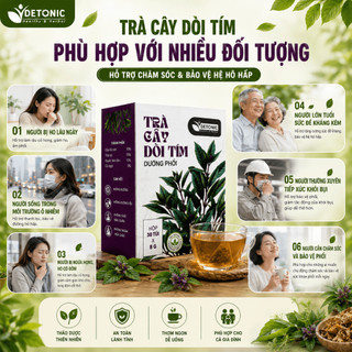 Trà Thảo Mộc Cây Dòi Tím DETONIC Túi Lọc 30 Gói Hộp 150g - Hỗ Trợ Làm Dịu Cổ Họng, Bảo Vệ Hô Hấp