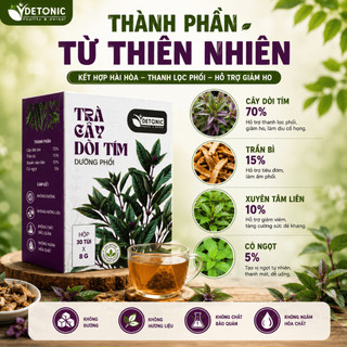 Trà Thảo Mộc Cây Dòi Tím DETONIC Túi Lọc 30 Gói Hộp 150g - Hỗ Trợ Làm Dịu Cổ Họng, Bảo Vệ Hô Hấp