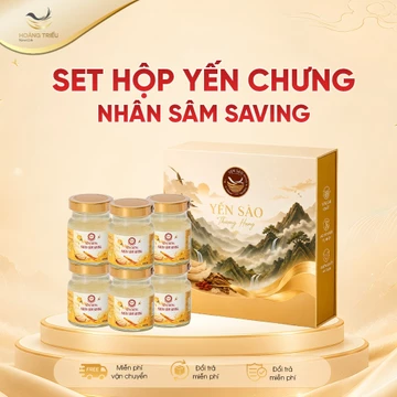 Hộp Quà Tặng Yến Chưng Nhân Sâm Saving Hoàng Triều 70ml Yến Tươi 2000mg Nhân Sâm Tươi 10,15g Collagen