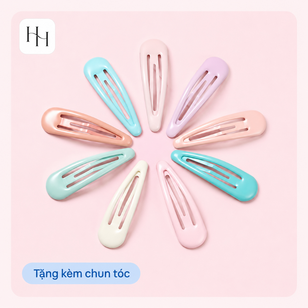 Kẹp tóc tic tac kim loại sơn màu pastel xinh xắn nhiều màu dễ phối cho nữ và bé gái