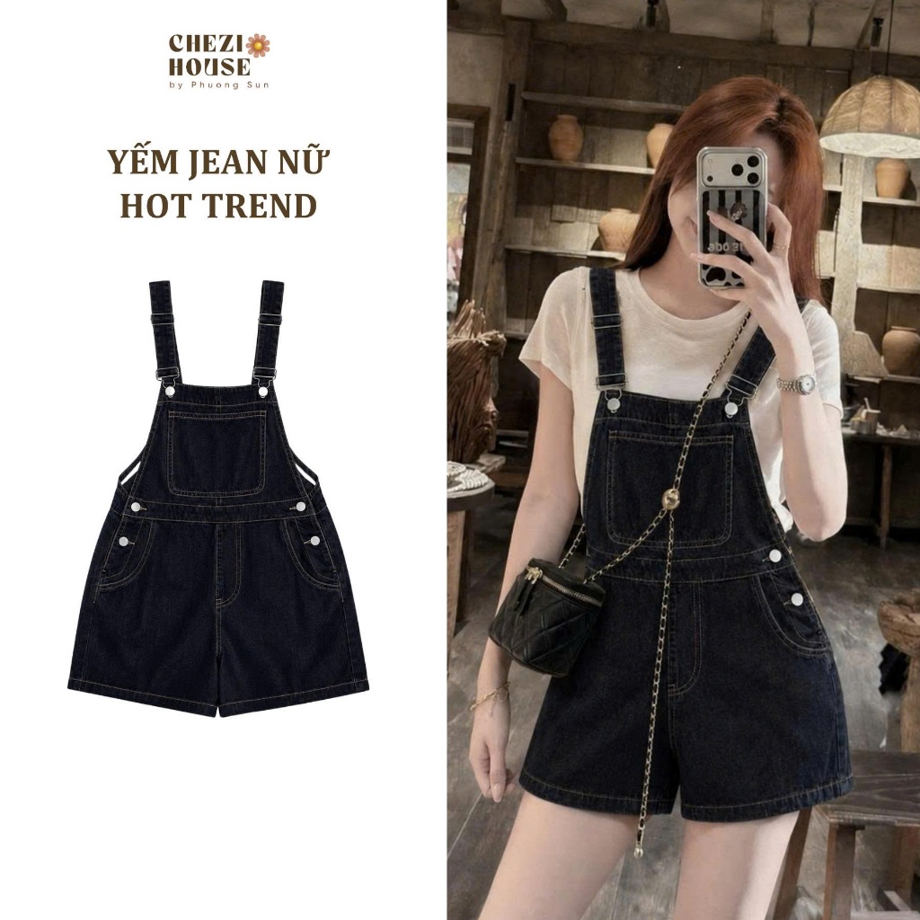 Quần Yếm Jean Nữ CHEZI HOUSE -Vải Jean Qccc Dáng Ngố Đùi 3 Màu Cực Đẹp Trendy #8640-42 Phối đồ Trẻ Trung Năng Động