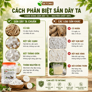 Bột Sắn Dây Nguyên Chất DETONIC 500G - Tinh Bột Sắn Dây Tự Nhiên, Thanh Mát