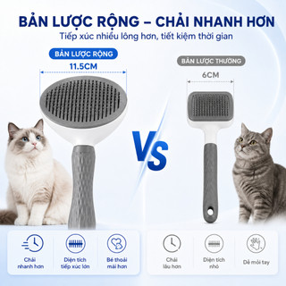 Lược Chải Lông Chó Mèo Đầu Kim Tròn, Bàn Chải Gỡ Rối Loại Bỏ Lông Rụng, Tay Cầm Chống Trượt 3 Màu