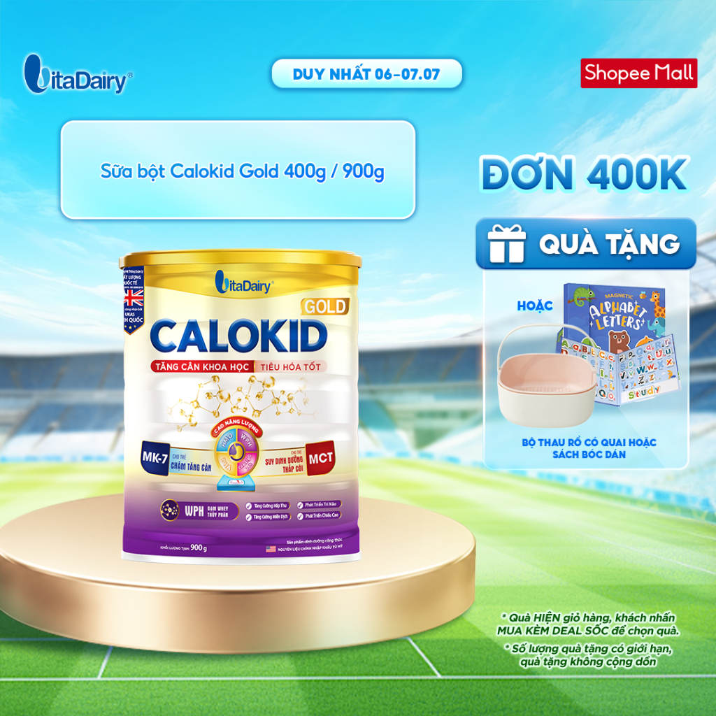 [NHIỀU GIAI ĐOẠN] Sữa bột Calokid Gold giúp bé bổ sung dinh dưỡng cho bé, hỗ trợ tăng cân hiệu quả - Lon 400g/900g